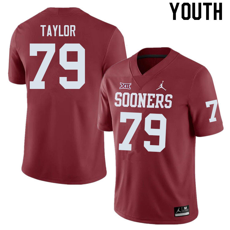 Youth #79 Jake Taylor Oklahoma Sooners College Football Jerseys Sale-Crimson